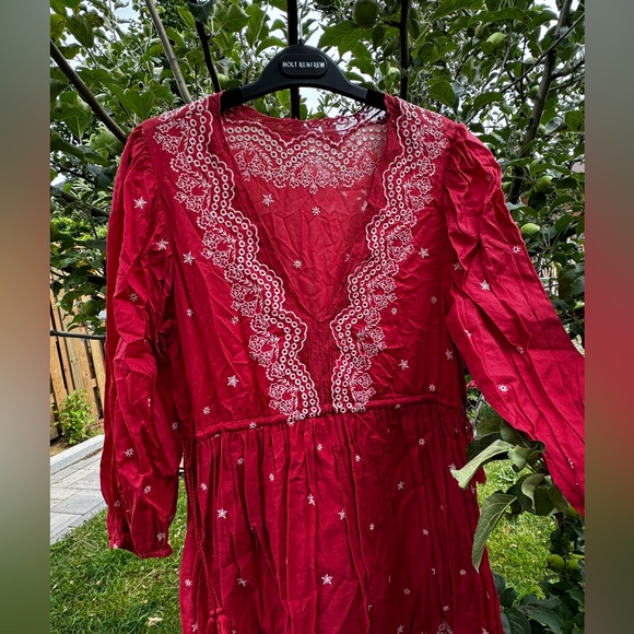 ULLA JOHNSON Clarice Embroidered Eyelet Lace Babydoll Dress, Scarlett - Sz 8 - Picture 15 of 16